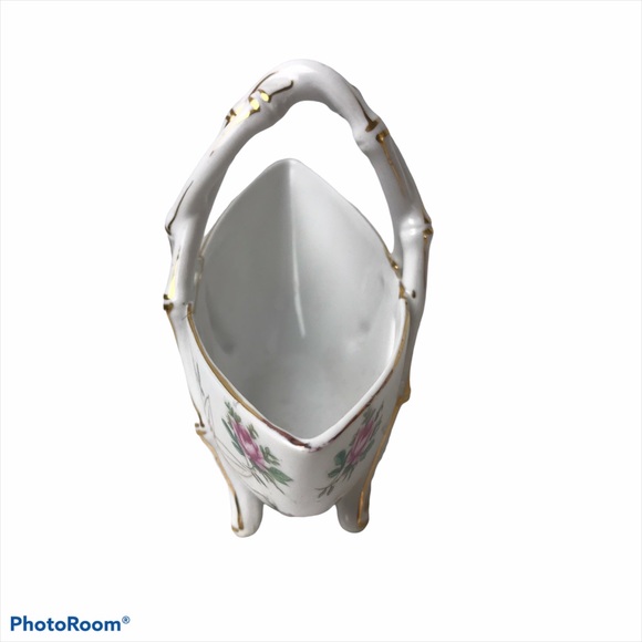 VINTAGE - Bohemian Trinket Dish with Bamboo Handles & Design Legs - Picture 3 of 12